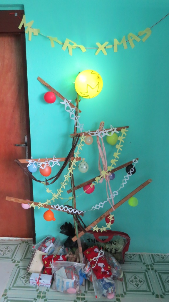 our tree, fashioned with ETU waste, balloons and love